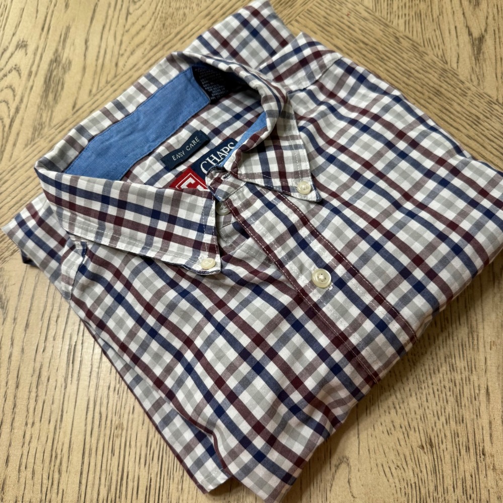 Chaps Mens Size Large Plaid Easy Care Long Sleeve Button Down Shirt